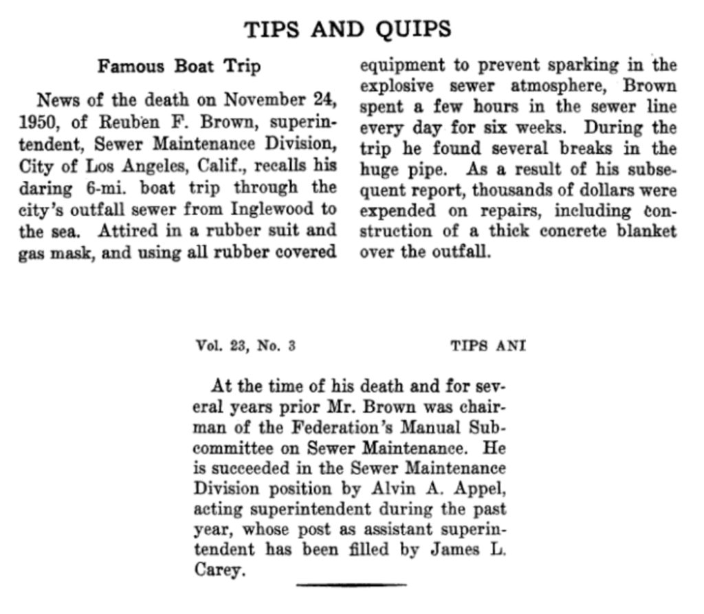 Figure 5. Federation Notice of Reuben F. Brown’s Death (March 1951)
