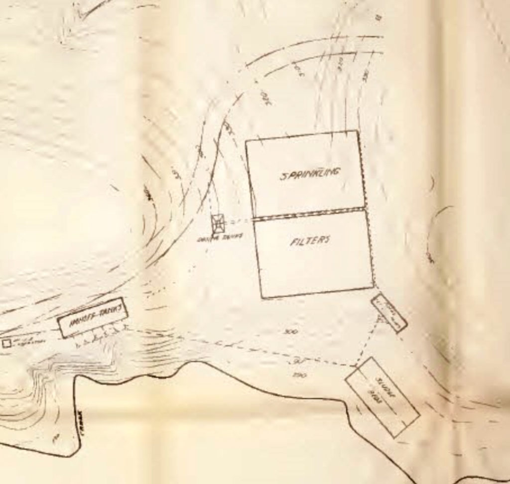 Figure 4. Imhoff Tanks and Sprinkling Filter Plan for Reppeto Ranch Site, 1916