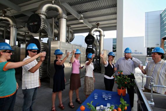 Waterkeepers sample some purified water at the GWRS in Orange County.