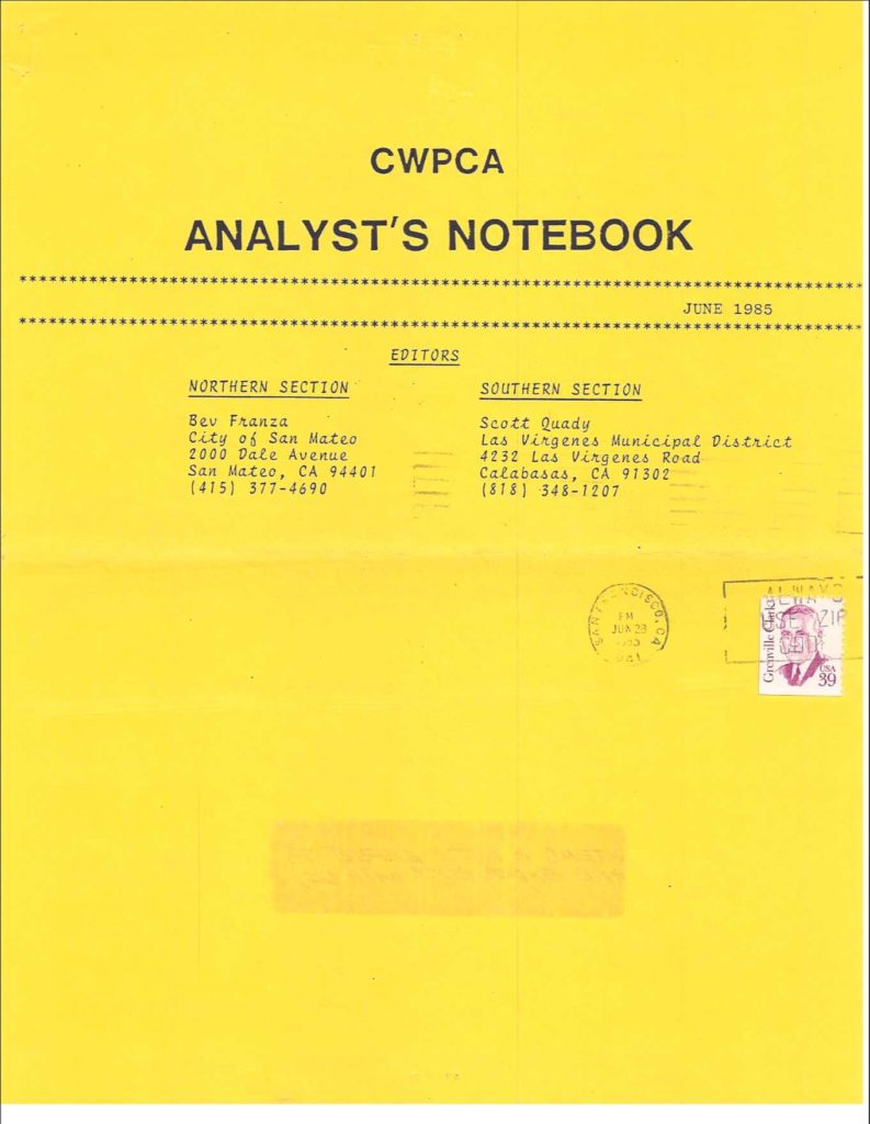 CWPCA Analyst's Notebook June 1985