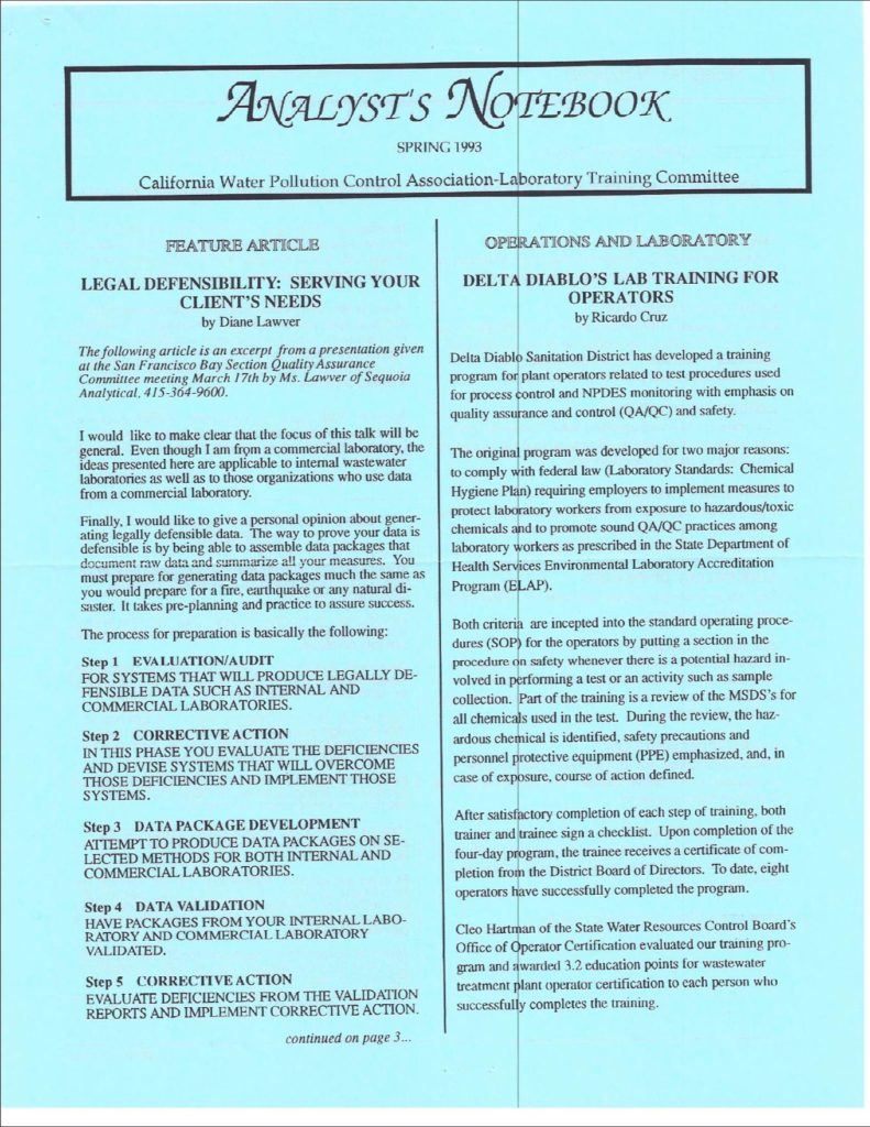 Analyst's Notebook Spring 1993