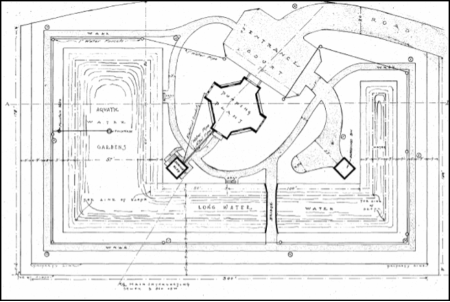 Landscaping Plan Showing the Aquatic Gardens, Canal, and Bridge